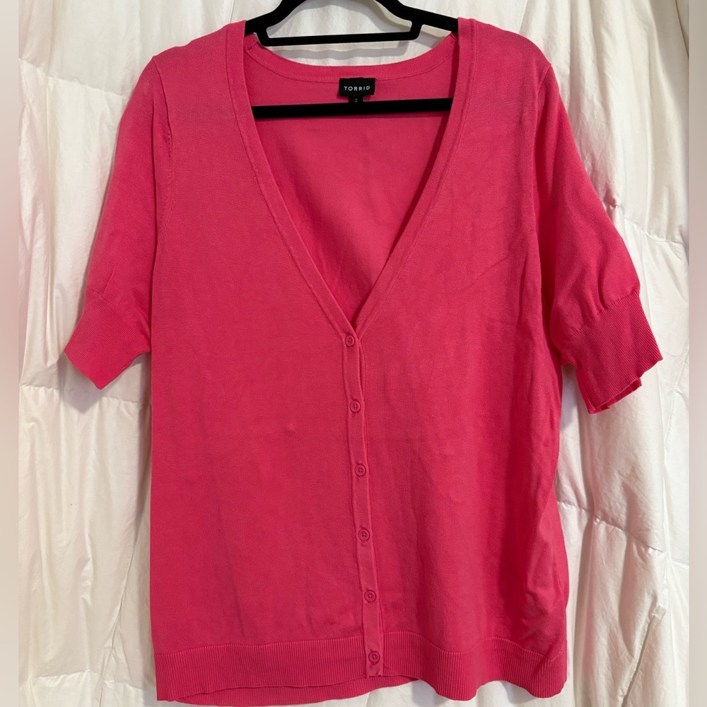 V-neck fitted cardigan sweater